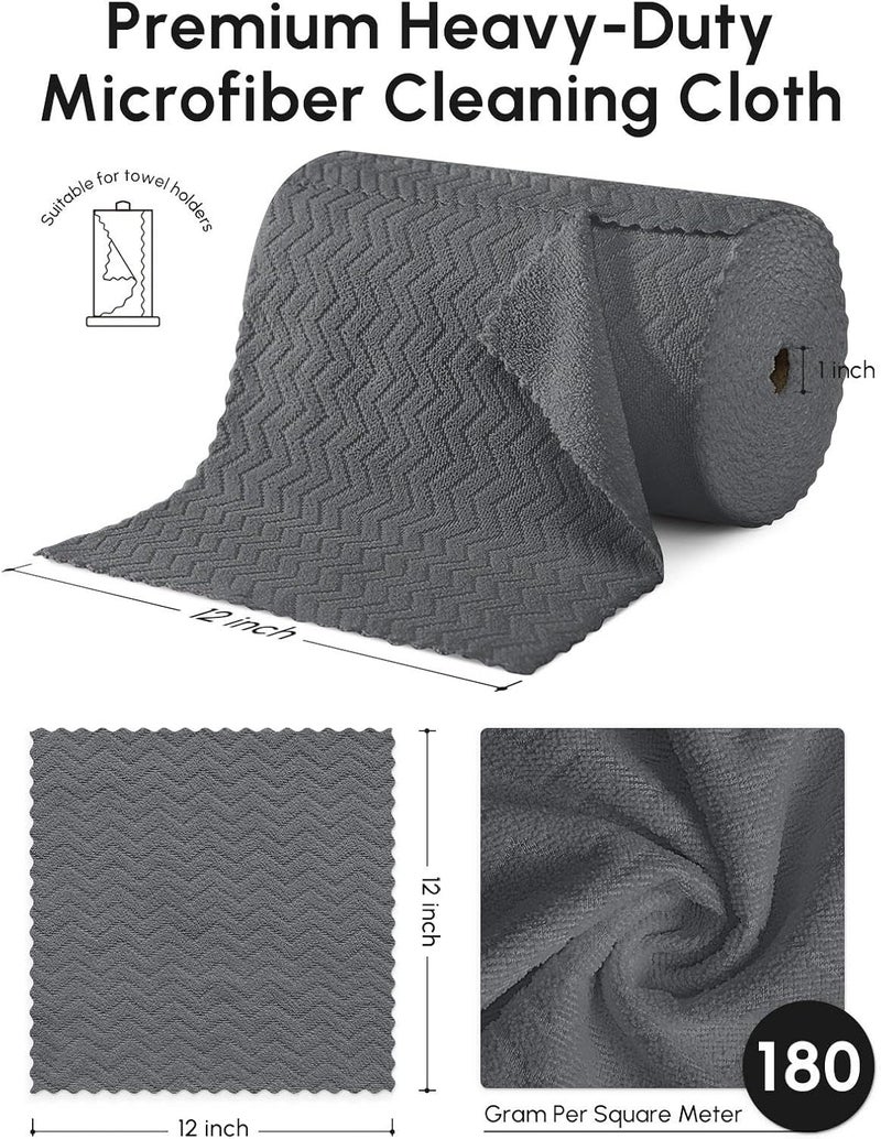 SOOWASH Microfiber Cleaning Cloths Roll, 75 Pack Tear Away Microfiber Towels Roll, 12" x 12" Lint Free Rags, Reusable Cleaning Cloths,Washable,Scratch Free,Ultra Absorbent Dish Rags(Dark Grey Ripple) - Image 3